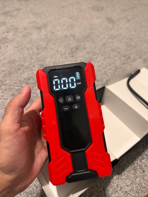 7-in-1 Portable Car Jump Starter & Air Pump — Red