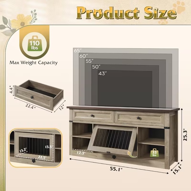 TV stand with casge (4) Medium
