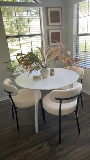 Boucle Curved-Back Dining Chair — Beige