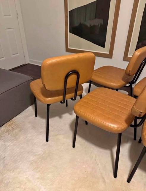 dining set farmhouse leather chair (2) Medium 2