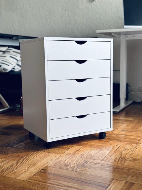 5-Drawer Mobile File Cabinet — White