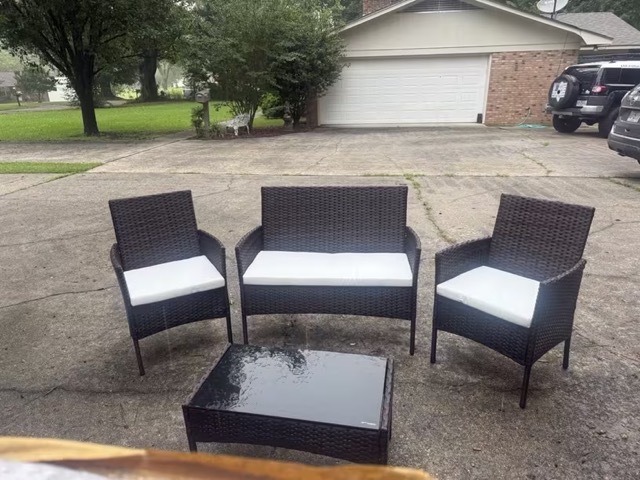 4-Piece Rattan Patio Sofa Set — White