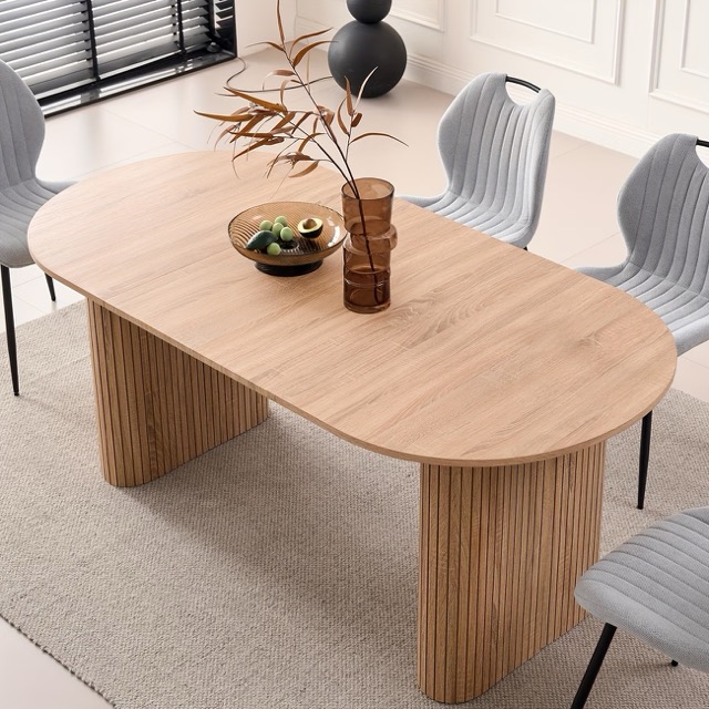 62" Double-Pedestal Dining Table — Natural
